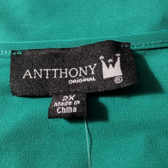 Antthony: 2-pc Short Sleeve Pant Set w/Removable Pearl Necklace, Size 2X, Green - Picture 9 of 10